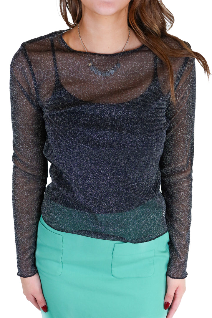 victoria's secret black sheer sparkly top NWT (xs; retail $59.95)