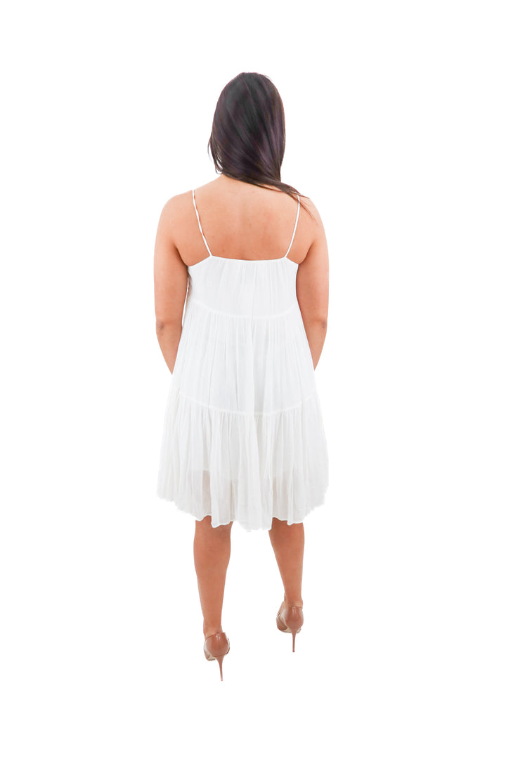 claudie pierlot white tiered flowy mini dress (34; retail $395)