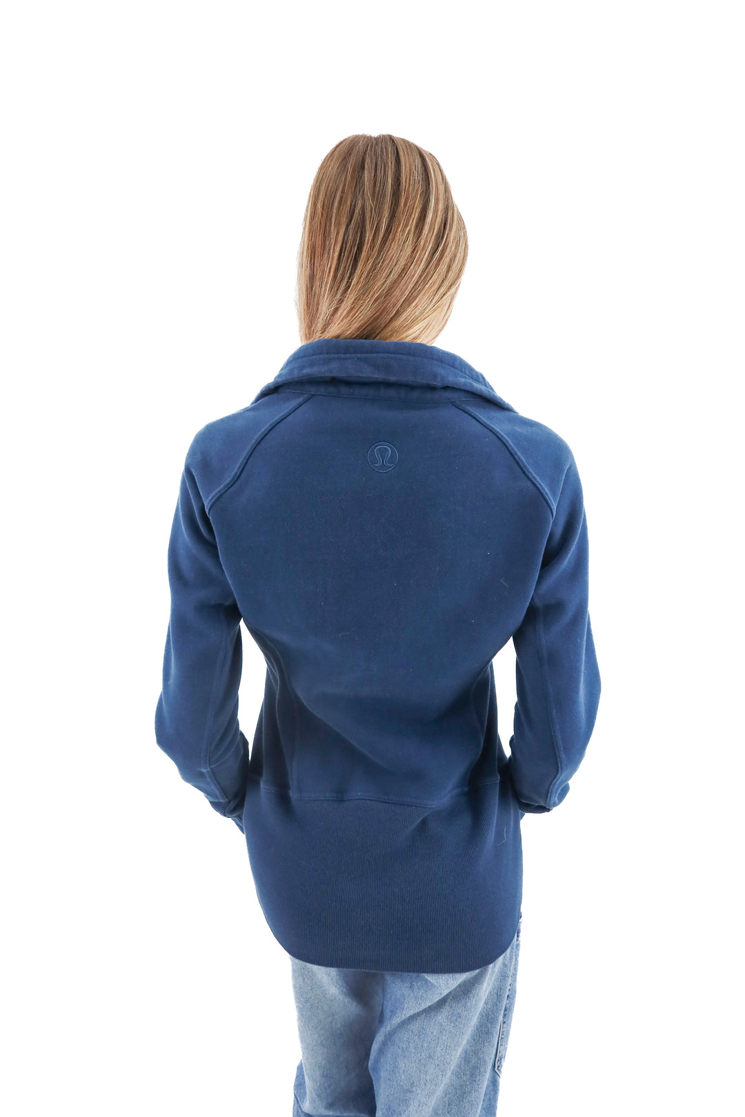 lululemon blue long zip up jacket (8; retail $248)