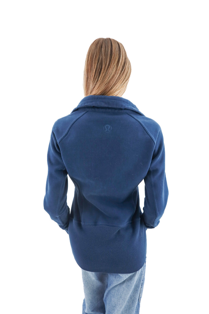 lululemon blue long zip up jacket (8; retail $248)
