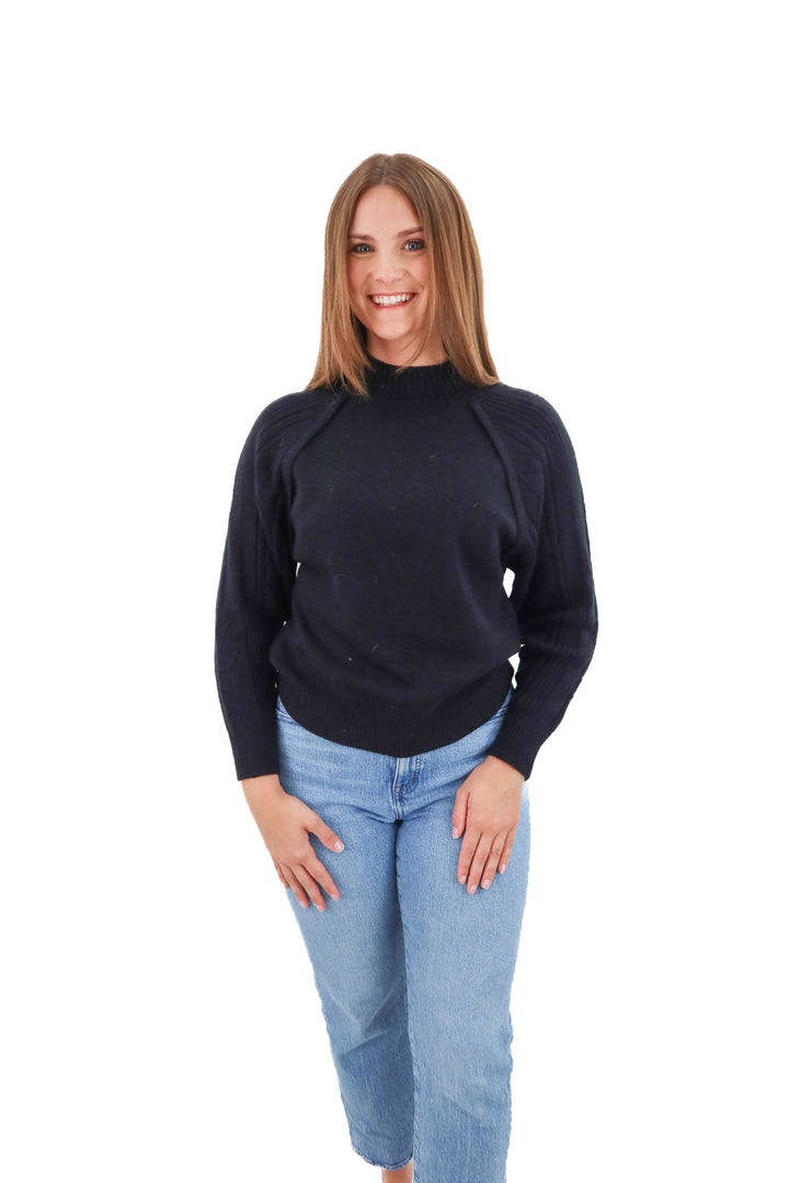 cupshe black mock neck sweater nwt (s)