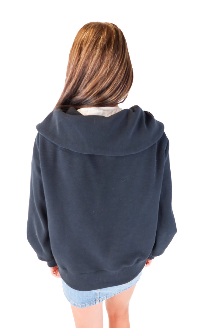 varley black ribbed quarter zip (m*; retail $138)