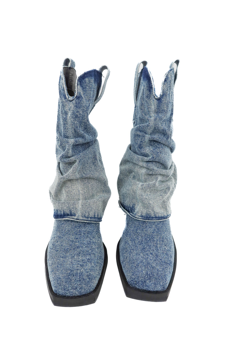 steve madden denim overlay boots (8.5)