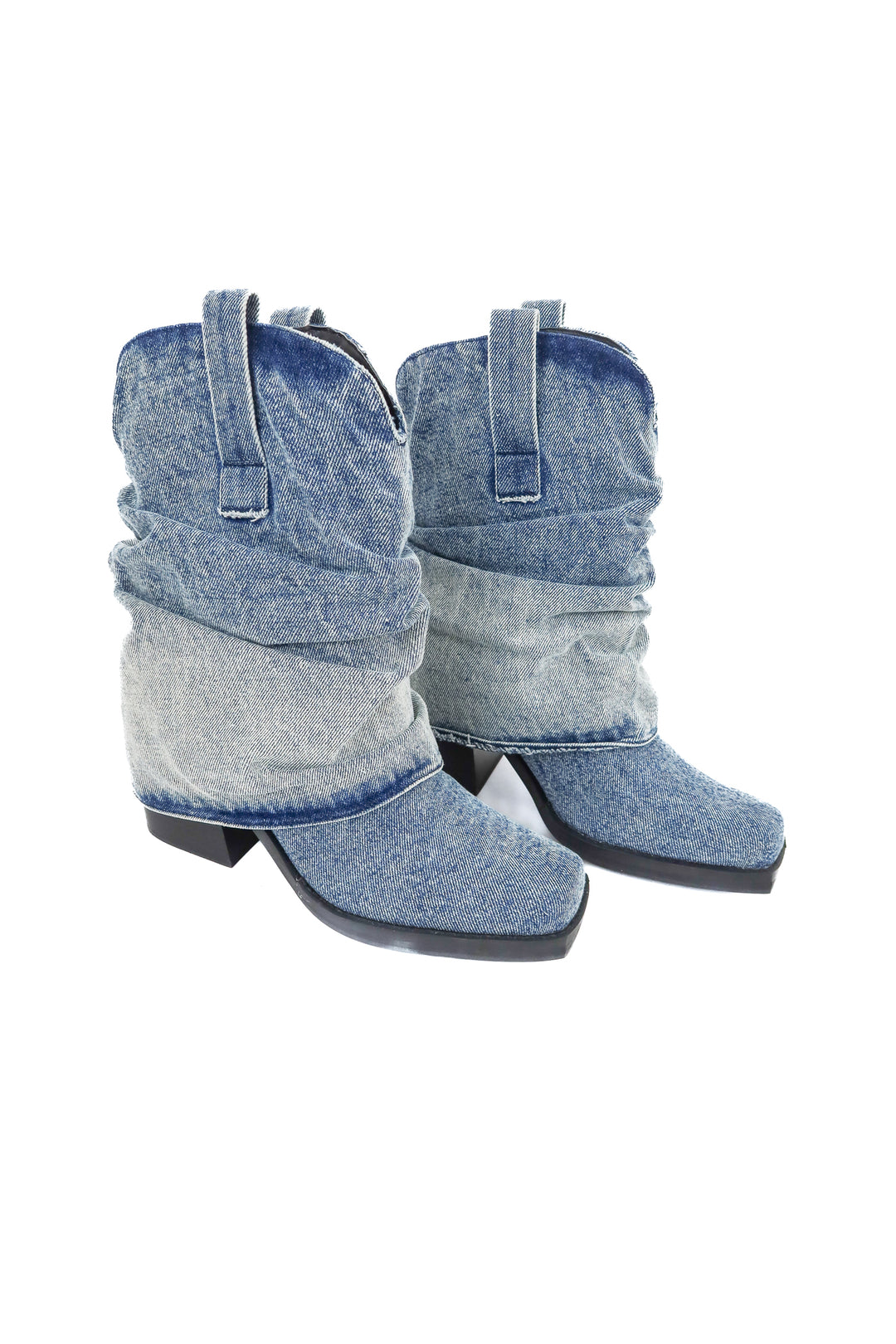steve madden denim overlay boots (8.5)