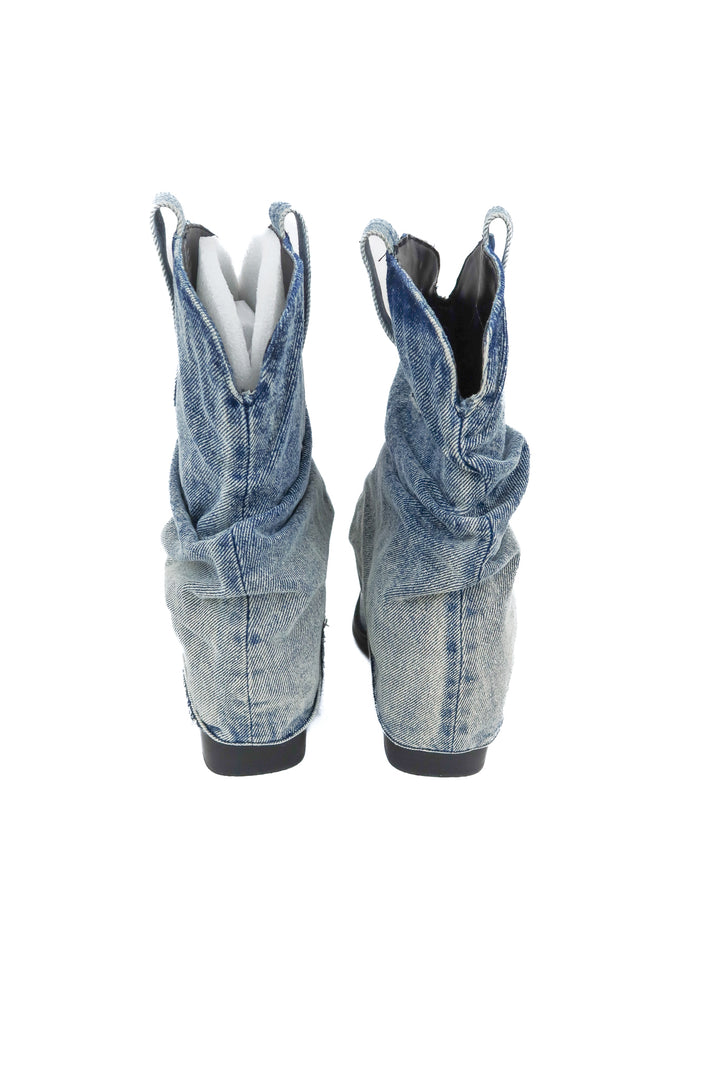 steve madden denim overlay boots (8.5)