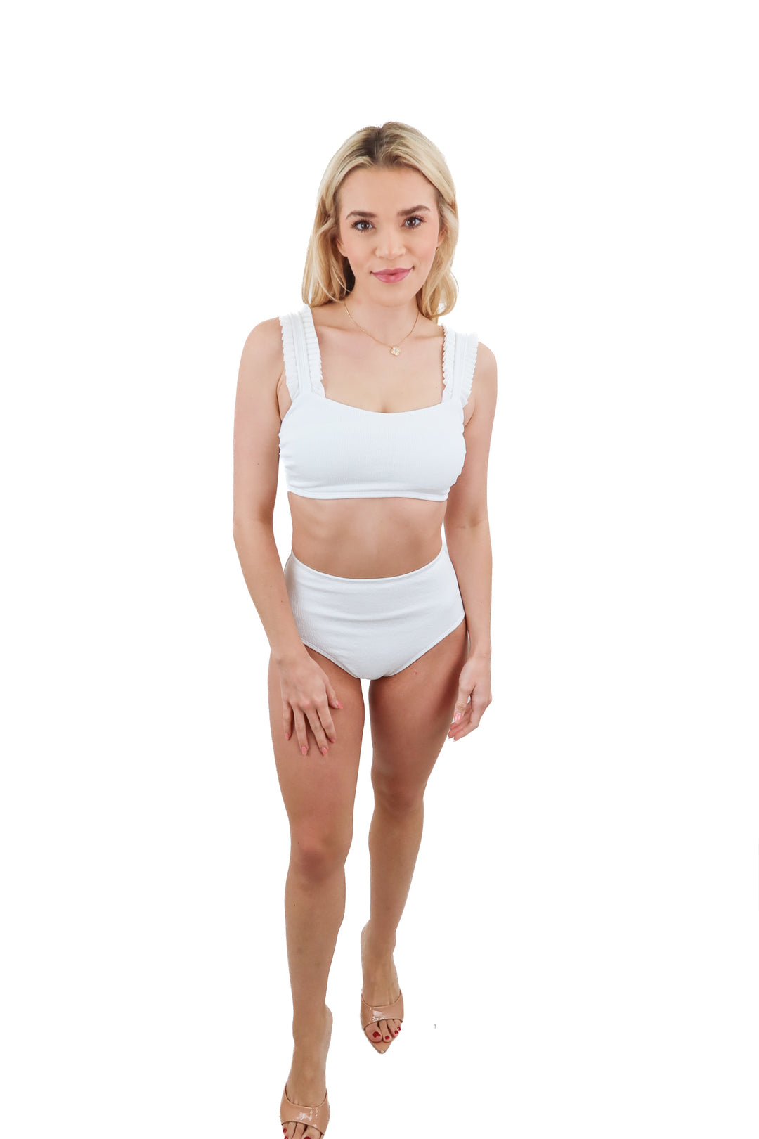 hermoza white ruffle bikini NWT (4; retail $188)