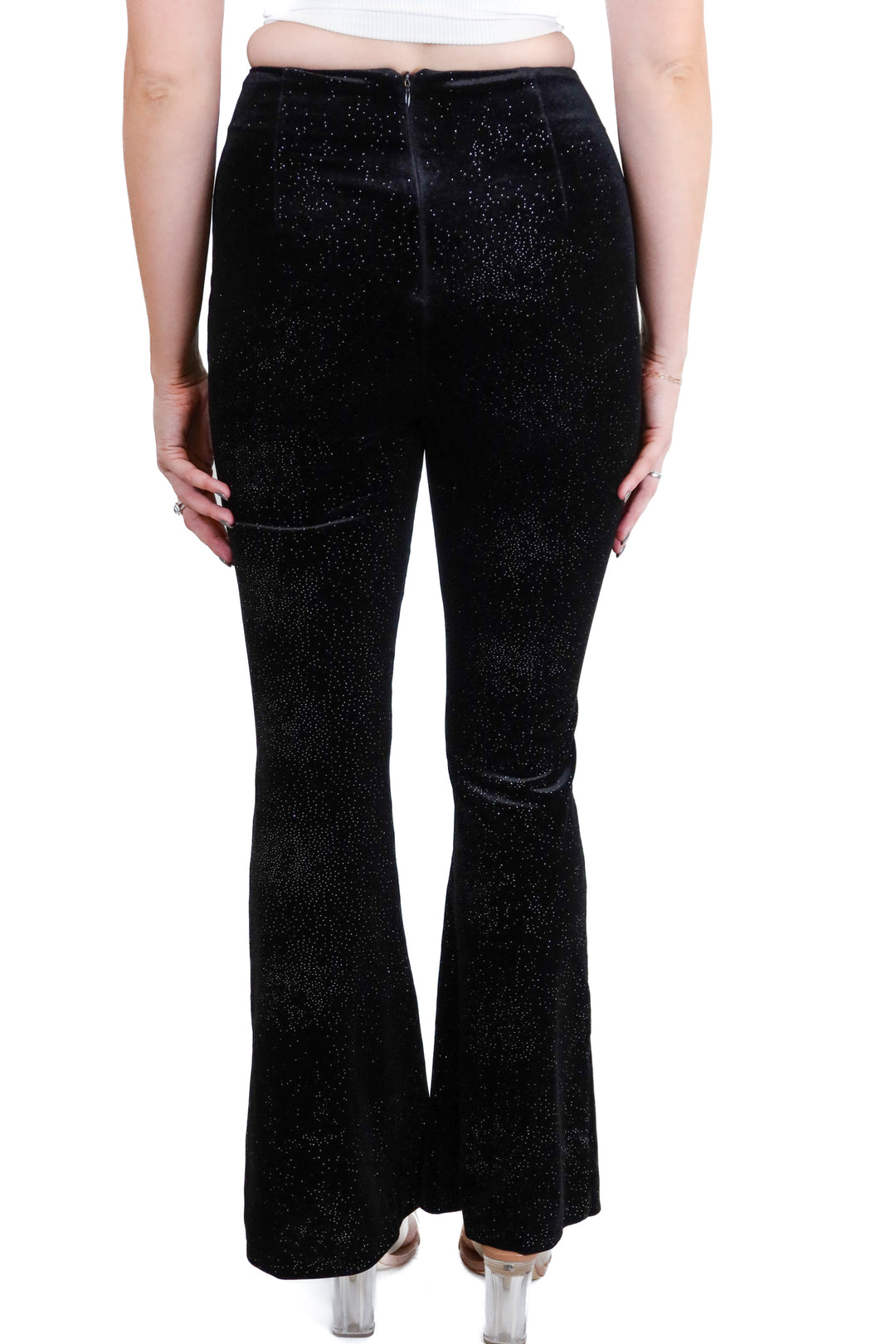 Tiger Mist Black Velvet Sparkle Flare Pants (XS)