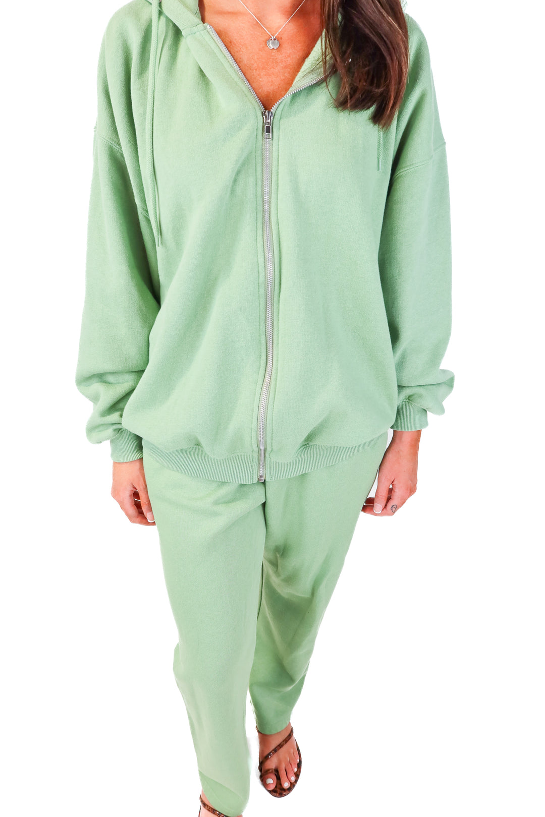 princess polly green loungewear set (6; retail $110)
