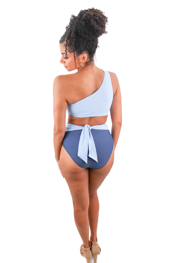 hermoza blue one shoulder bikini NWT (4; retail $174)
