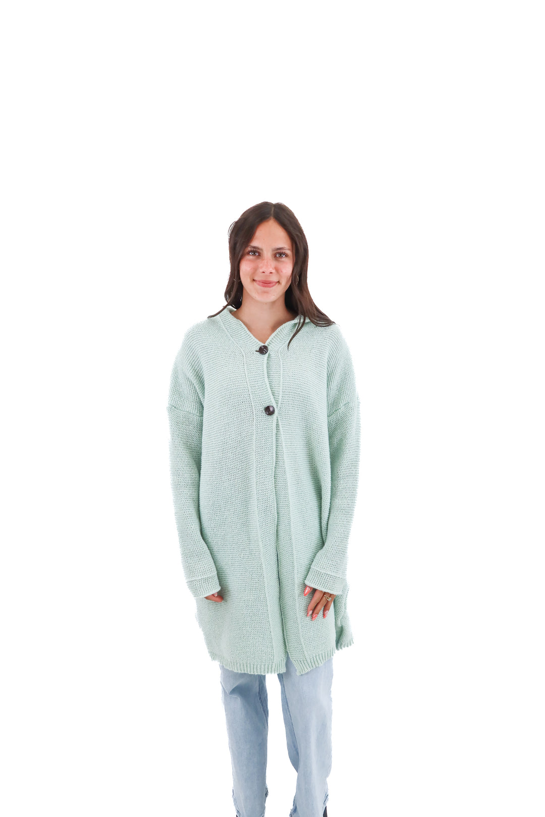 mint chunky hooded cardigan (m; retail $50)