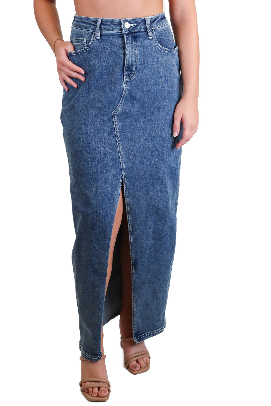 Princess Polly Denim Maxi Skirt (4)