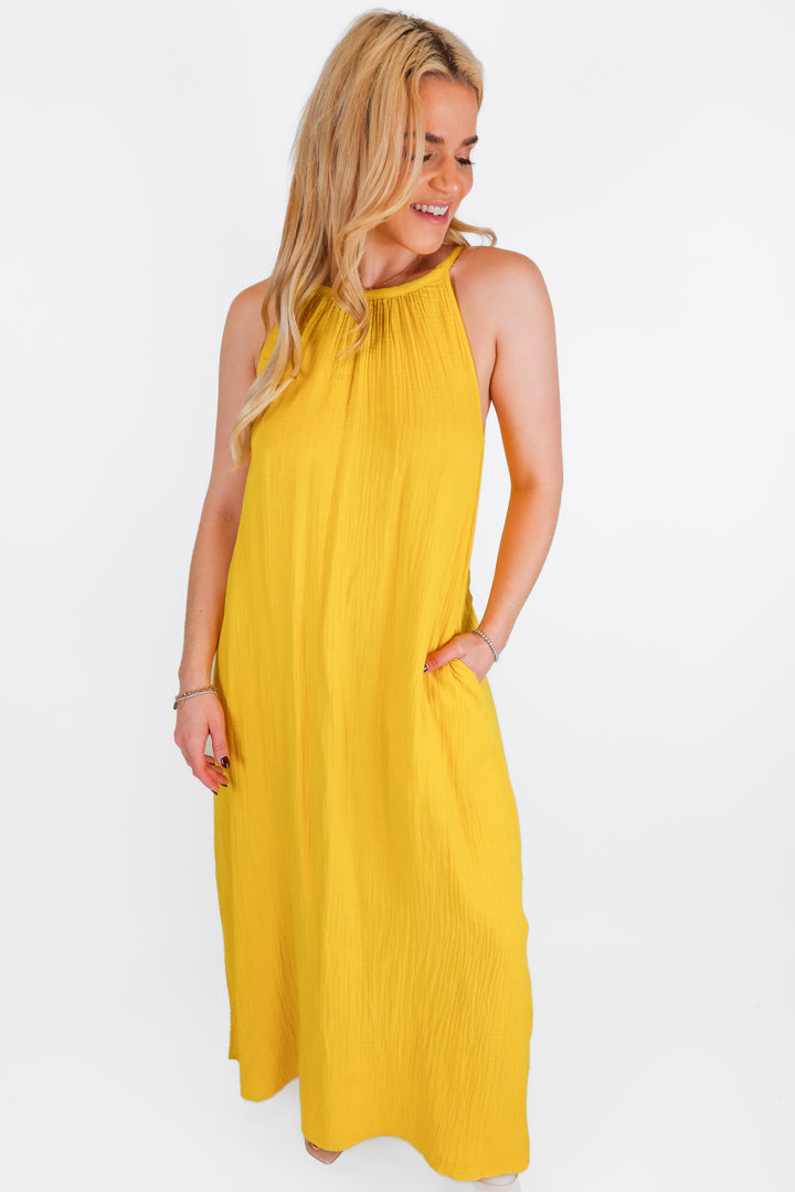 Universal Threads Yellow Cotton Gauze Maxi Dress (XS)