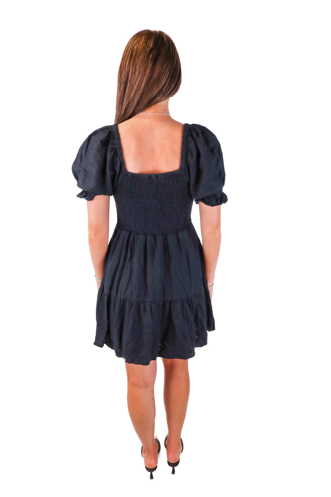 SOLD madewell black smocked dress (m; retail $118)