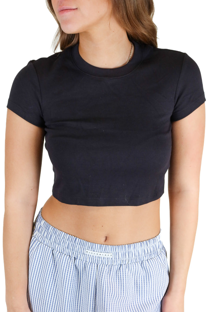 cuts black short sleeve baby tee NWT (xs; retail $48)