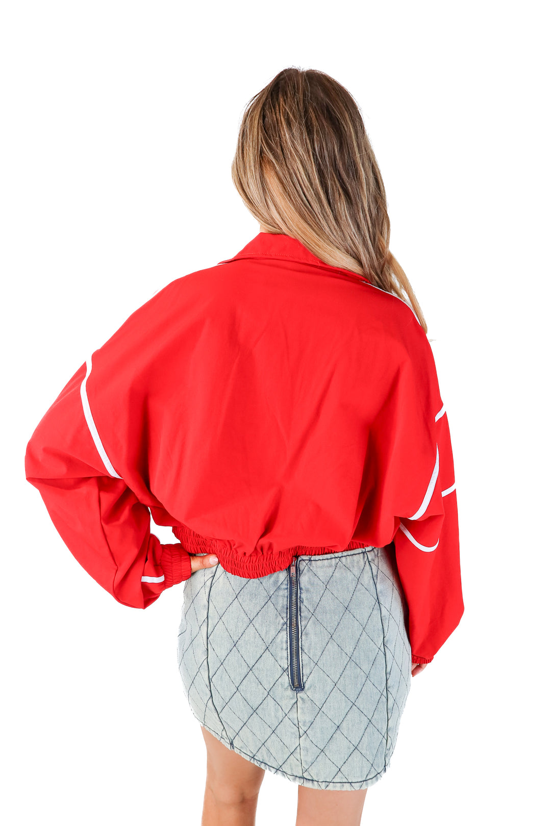 SOLD: azalea wang red/white zip up (xl)
