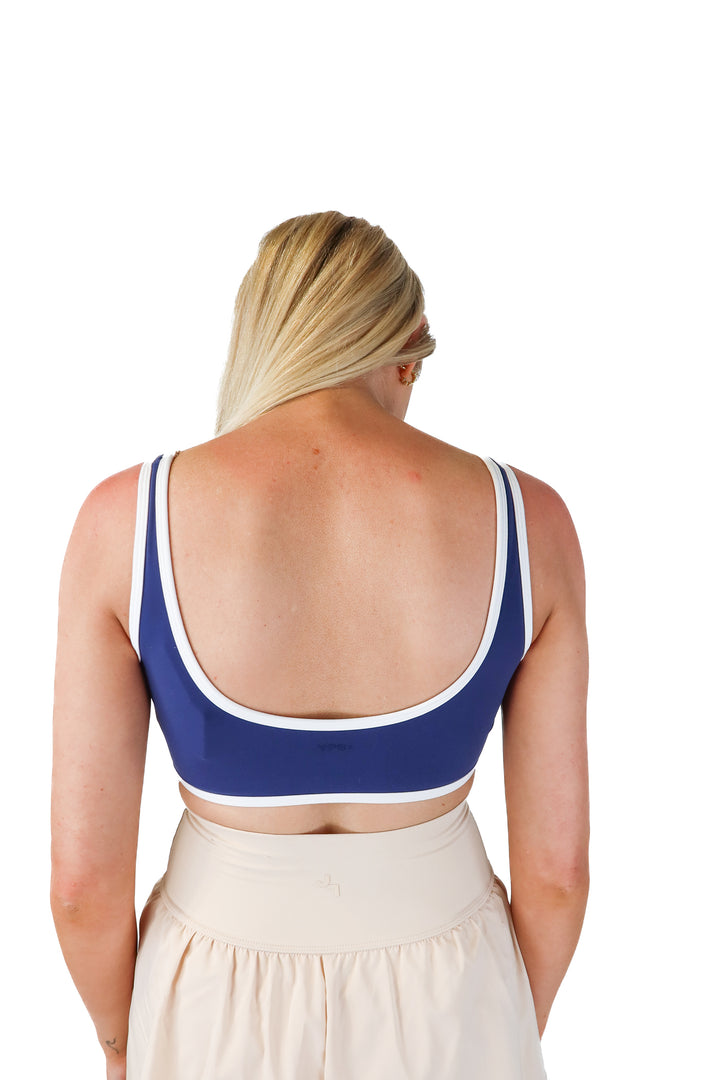 YPB navy/white sports bra NWT (M; retail $45)