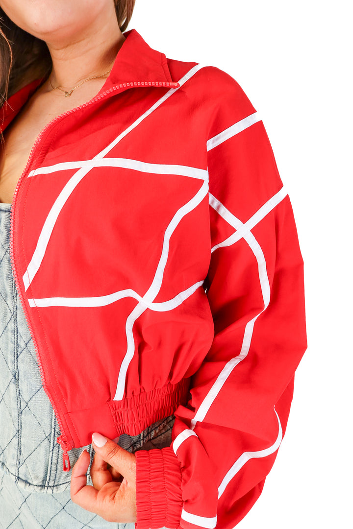 SOLD: azalea wang red/white zip up (xl)
