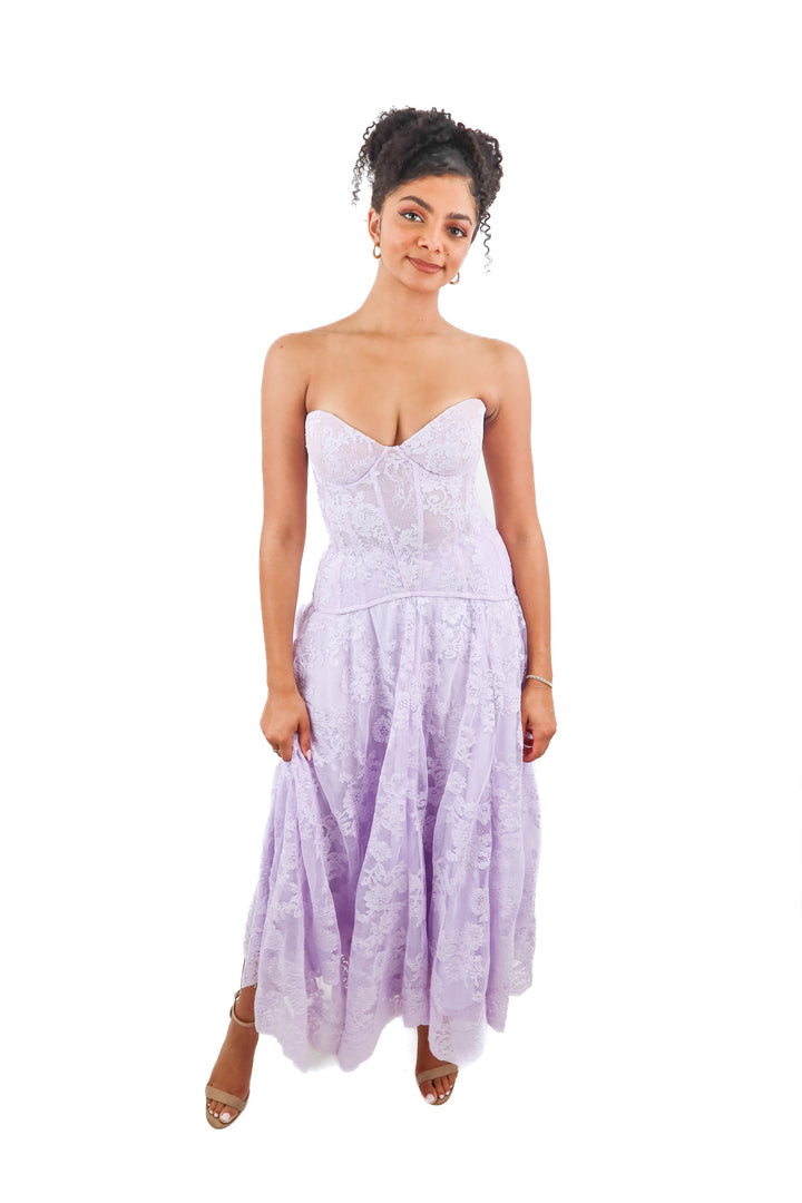 v. chapman lavender corset and skirt set (2; retail $795)