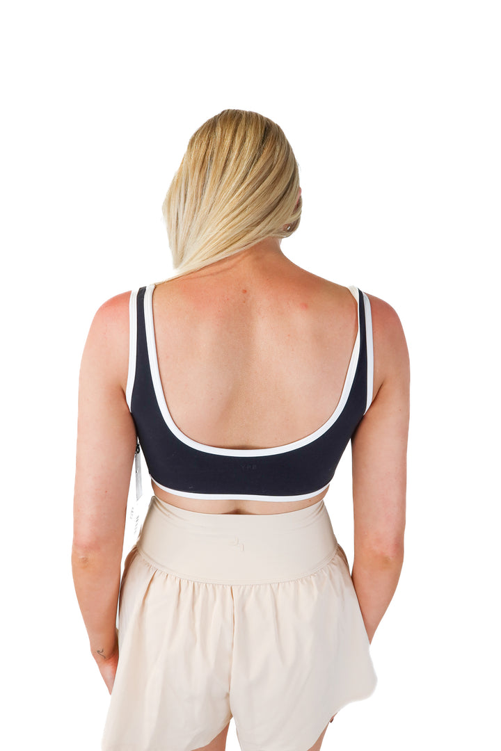 YPB black/white sports bra NWT (M; retail $45)