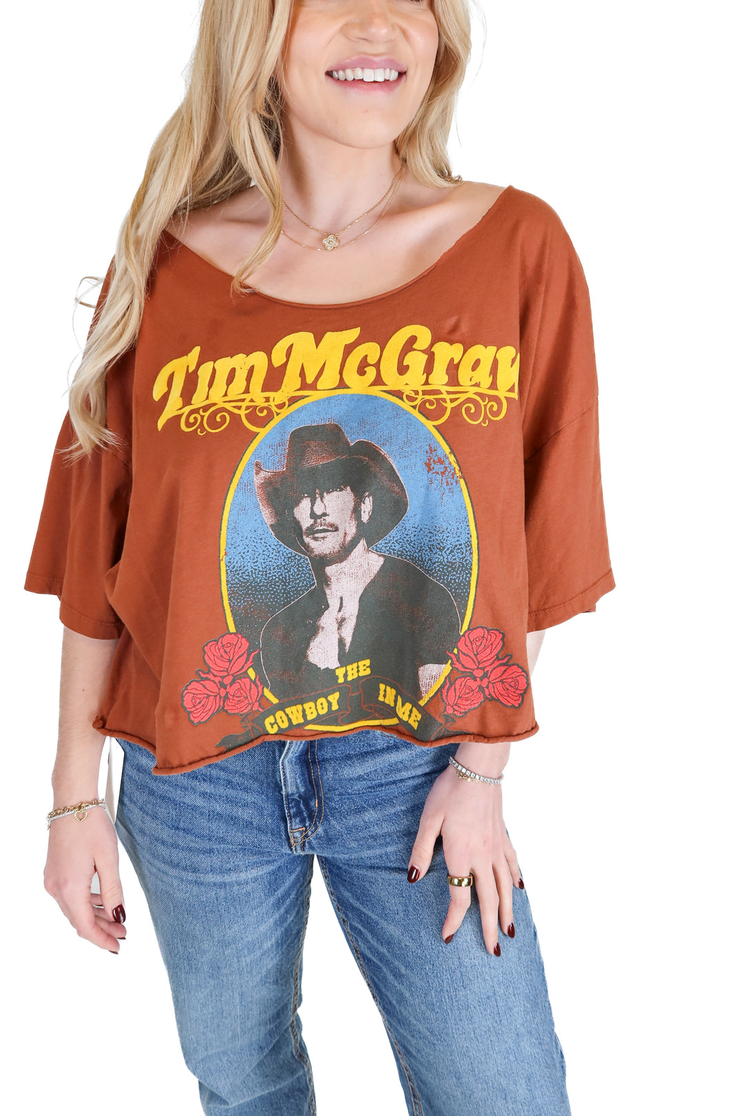 Brown “Tim McGraw” Cropped T-Shirt (M)*