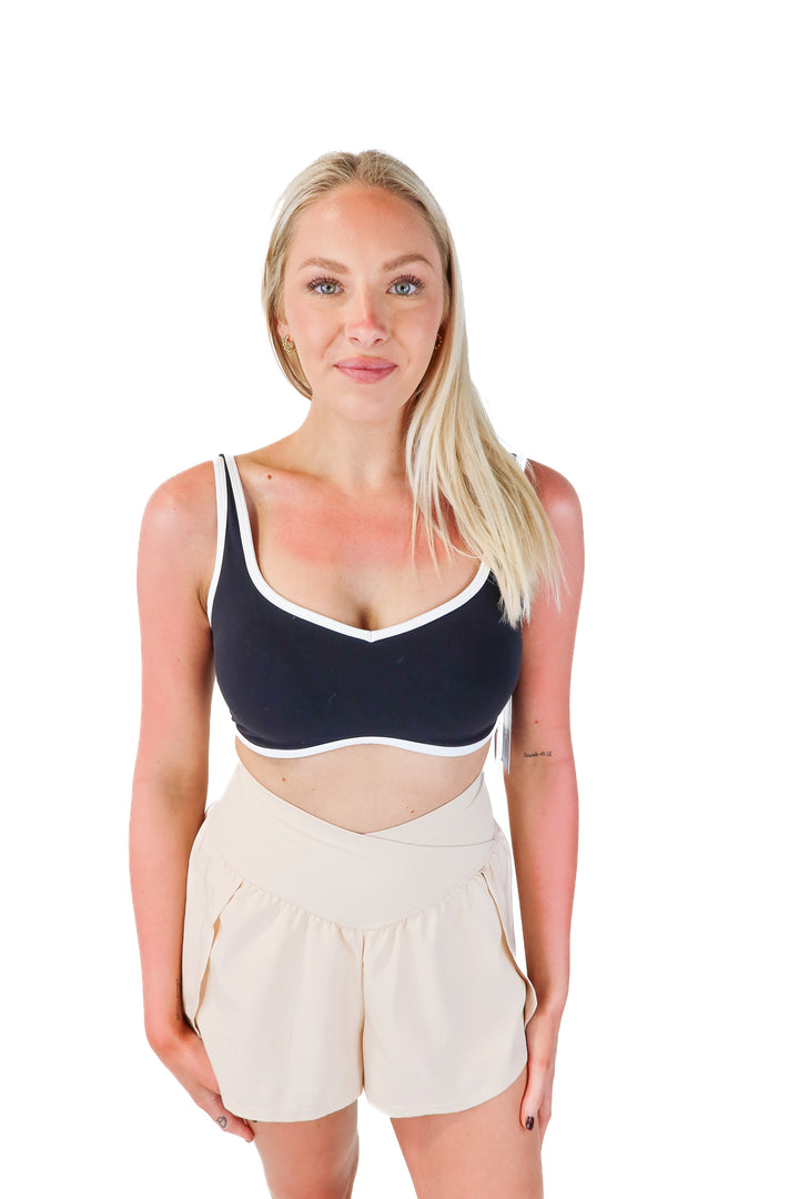 YPB black/white sports bra NWT (M; retail $45)