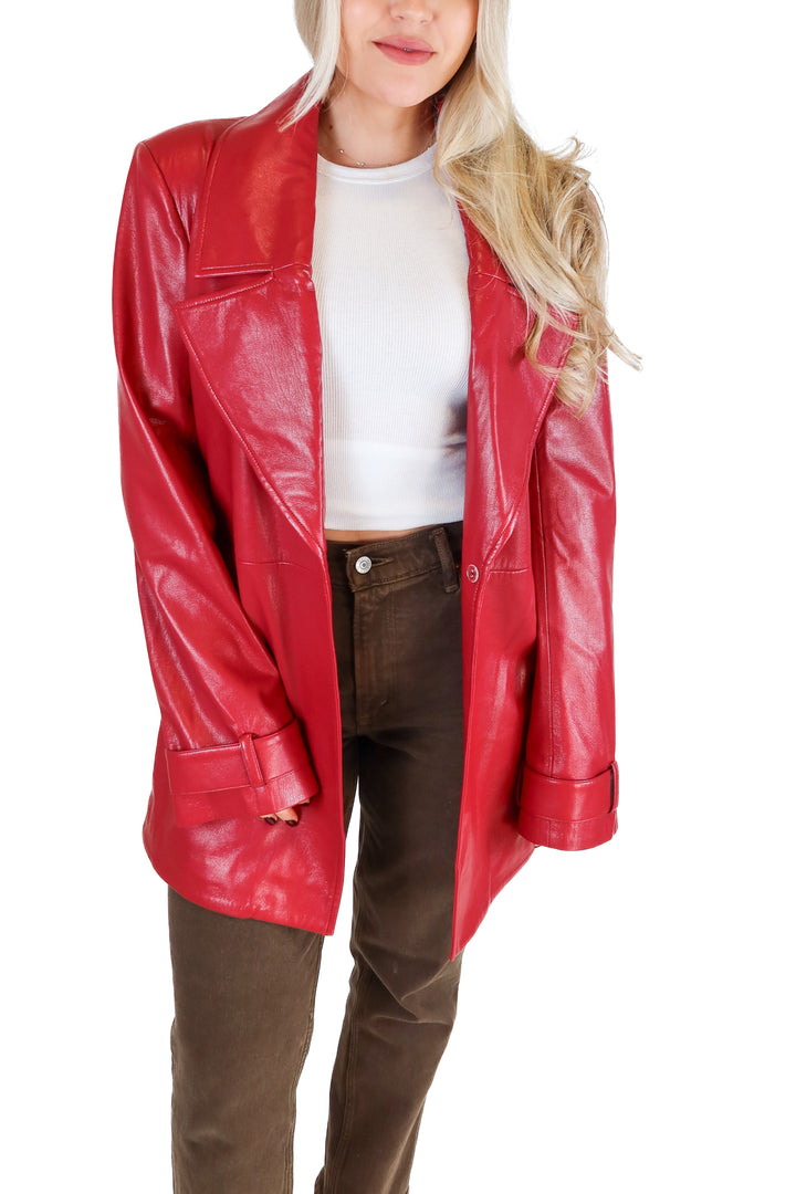 House of Harlow Vegan Red Leather Coat NWT (S; retails for $258)