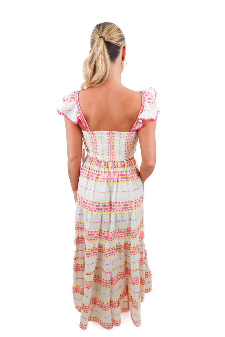 Saylor cream/multi print gauzy top and skirt set NWT (S; retail $297)