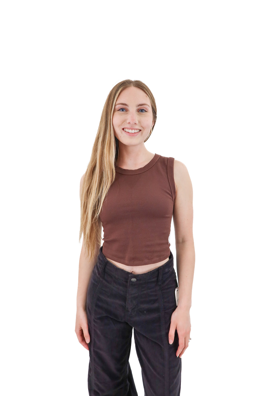 fp movement brown sleeveless active top (xs/s)