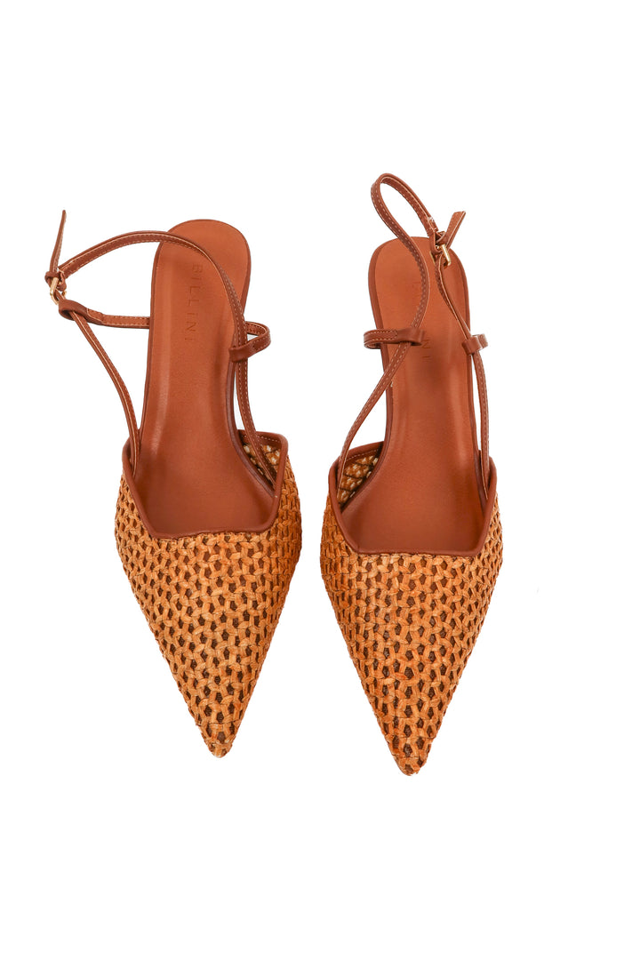 billini brown rattan sling back heels NWT (10; retail $75)
