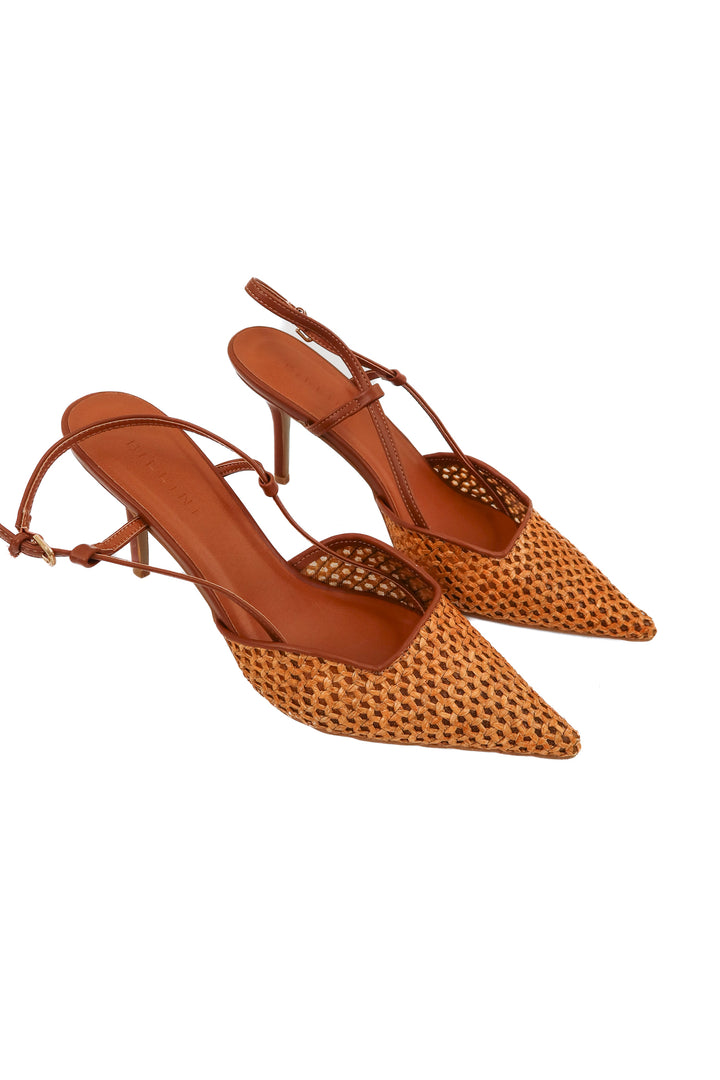 billini brown rattan sling back heels NWT (10; retail $75)
