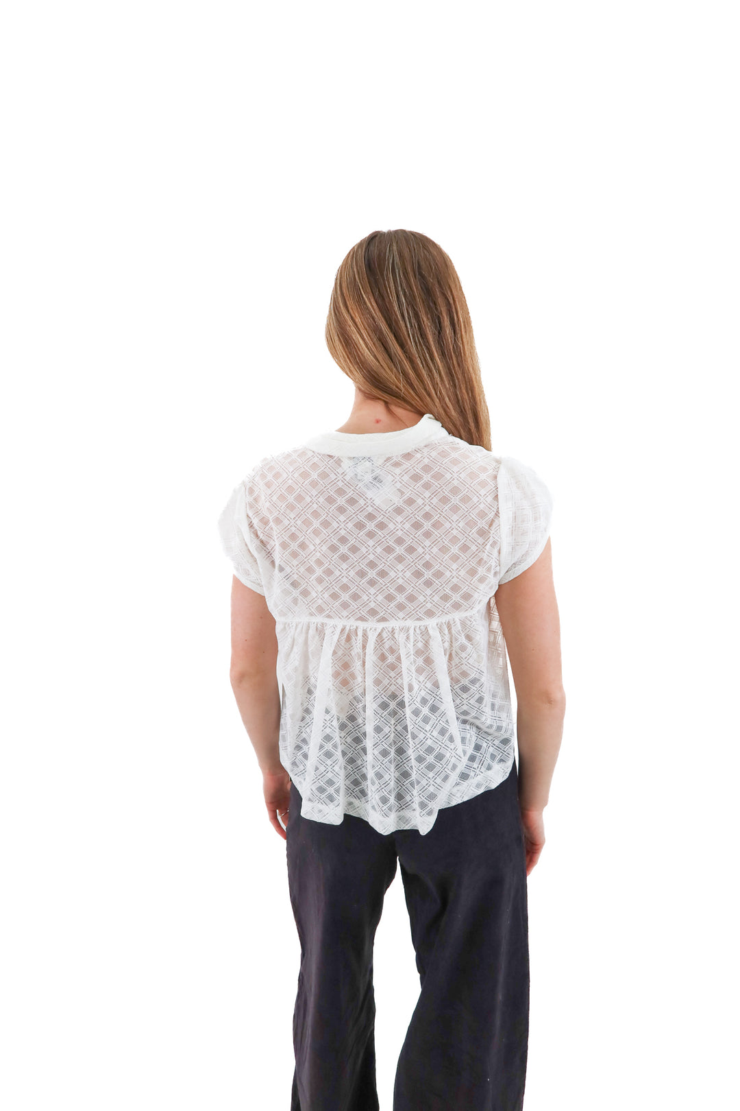 maeve white sheer lace top nwt (s; retail $88)