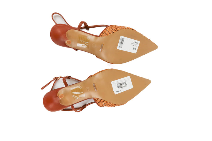 billini brown rattan sling back heels NWT (10; retail $75)
