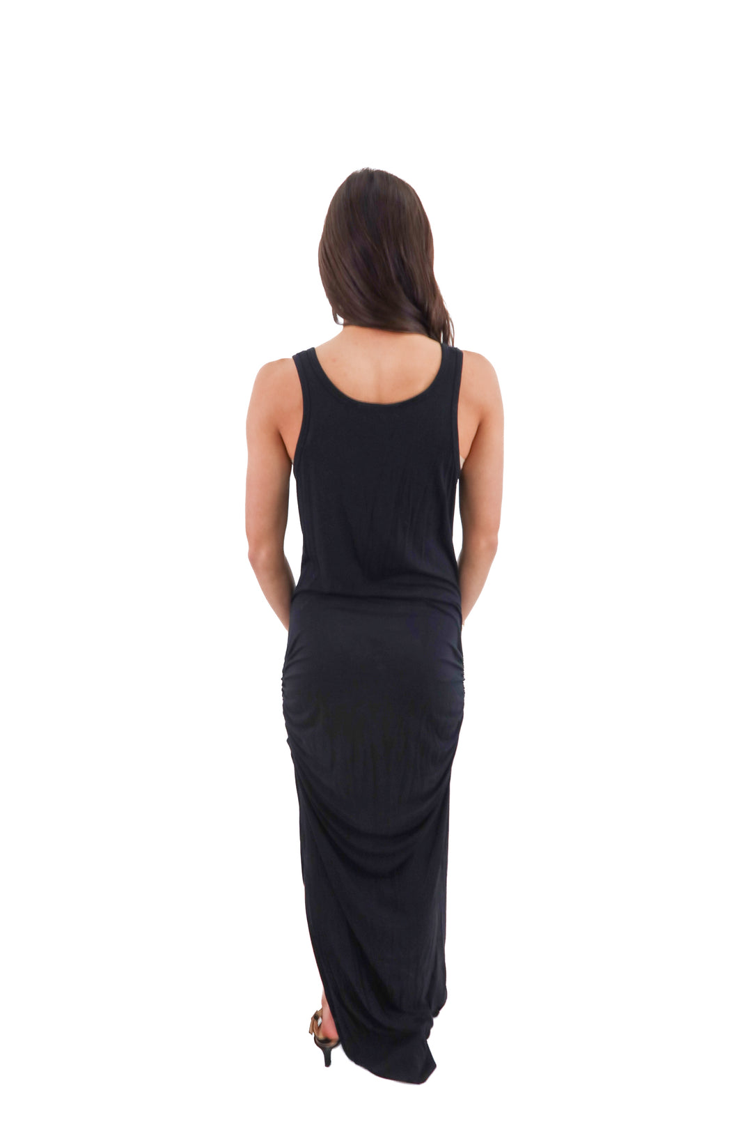 victoria secret black ruched maxi dress (m; retail $99)