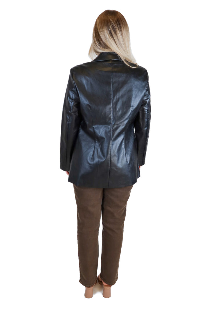 Superdown Black Vegan Leather Blazer (S; retail $118)