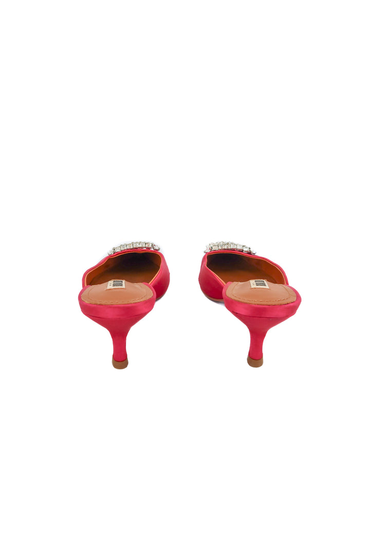 bibi lou pink satin with rhinestone kitten heel (38; retail $109)