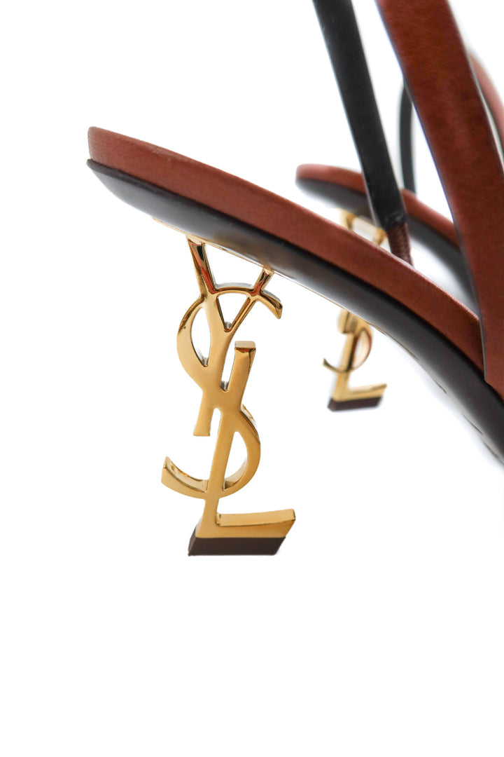 Opyum Leather YSL-Heel Slide Sandals (40; retail $1,300)*