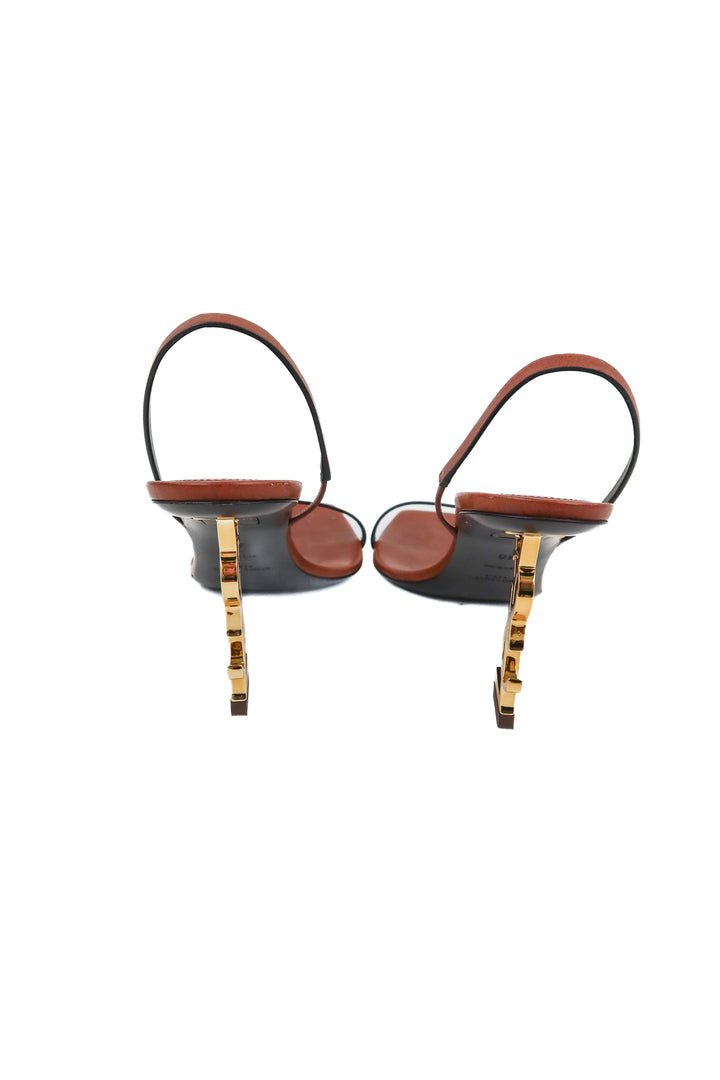 Opyum Leather YSL-Heel Slide Sandals (40; retail $1,300)*