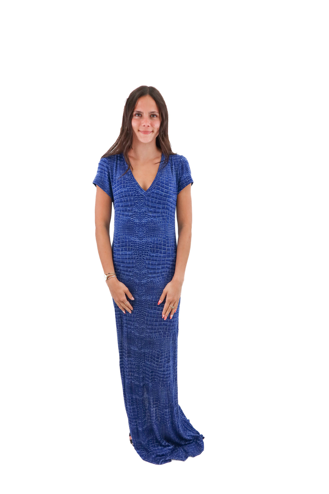 bcbg blue brick maxi dress (l)