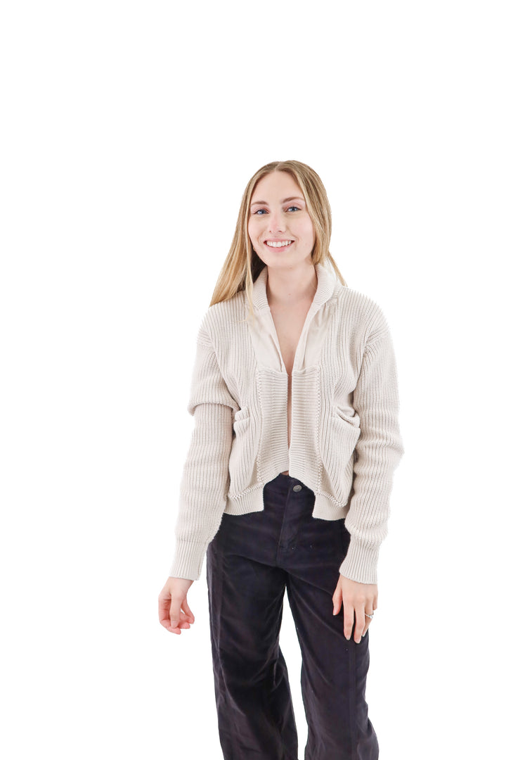 we the free beige cropped crochet knit cardigan (xs)