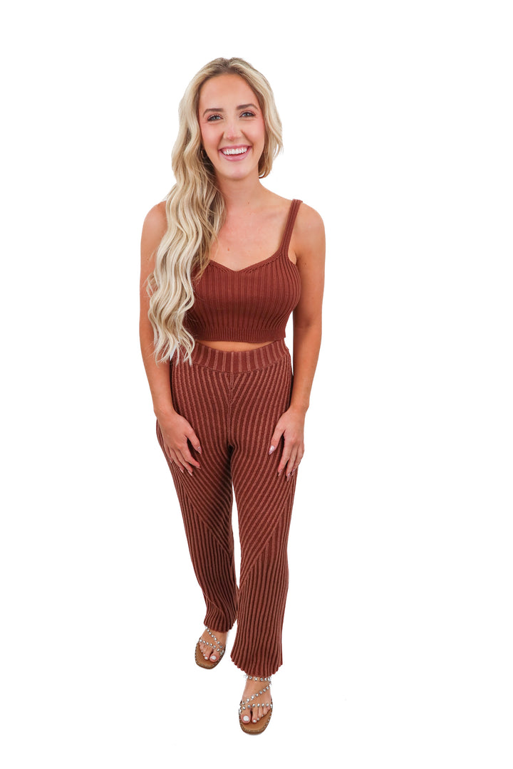 Soluna Collective brown sweater set (S; retail $250)