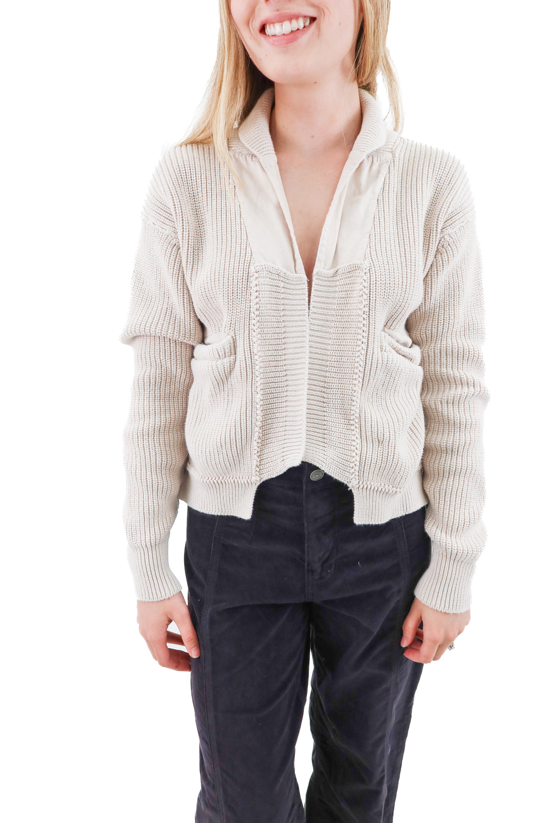 we the free beige cropped crochet knit cardigan (xs)