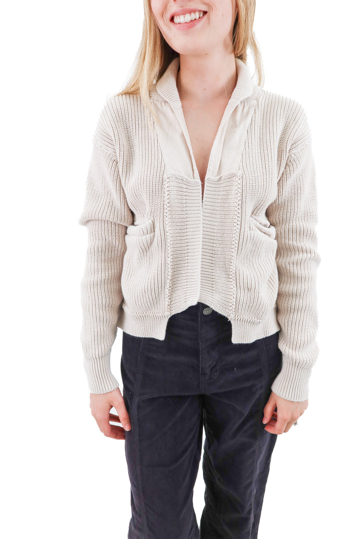 we the free beige cropped crochet knit cardigan (xs)