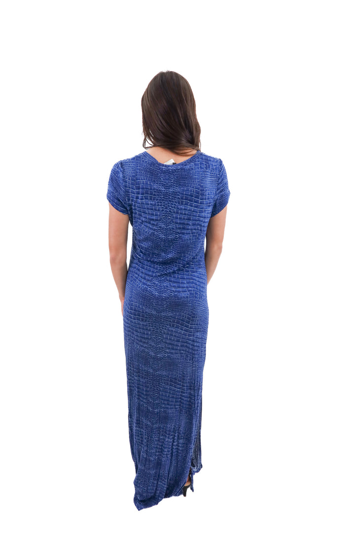 bcbg blue brick maxi dress (l)