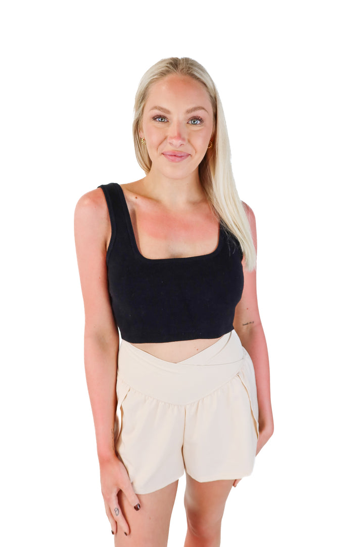 le lis black knit bra top (m)