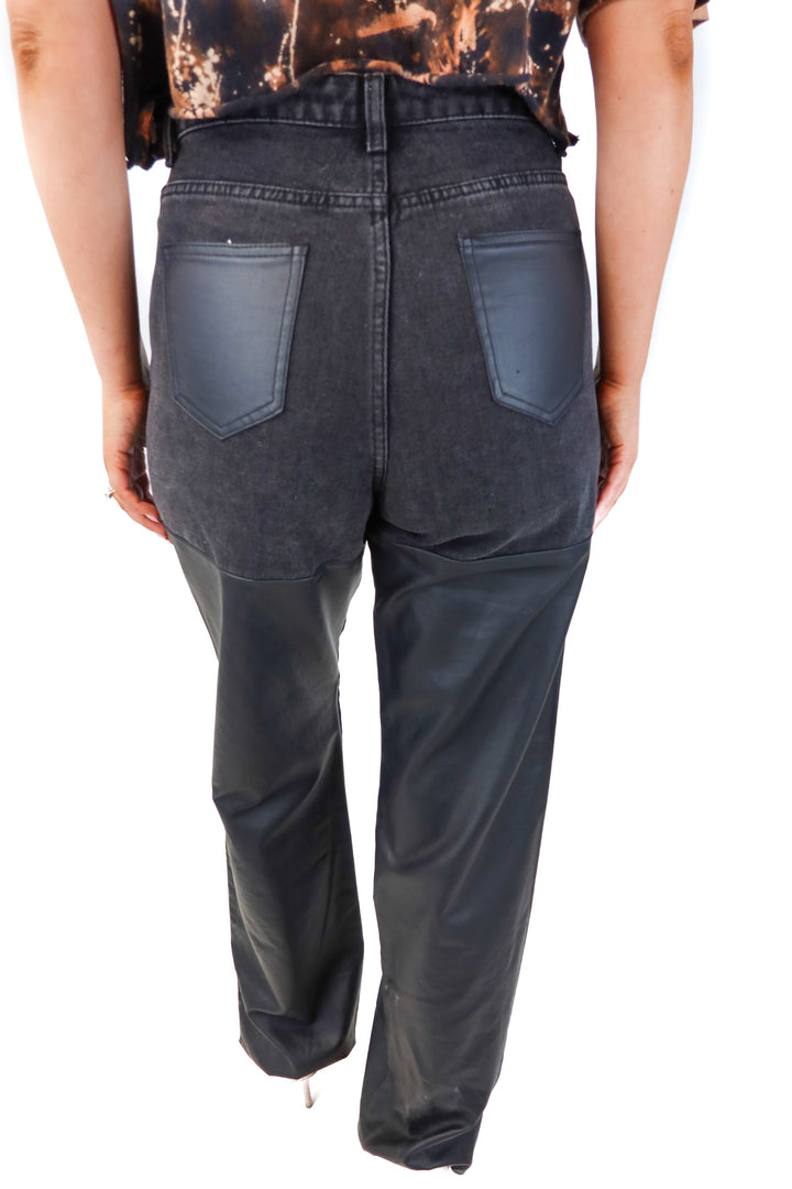 miss pap black denim/faux leather pants (12)