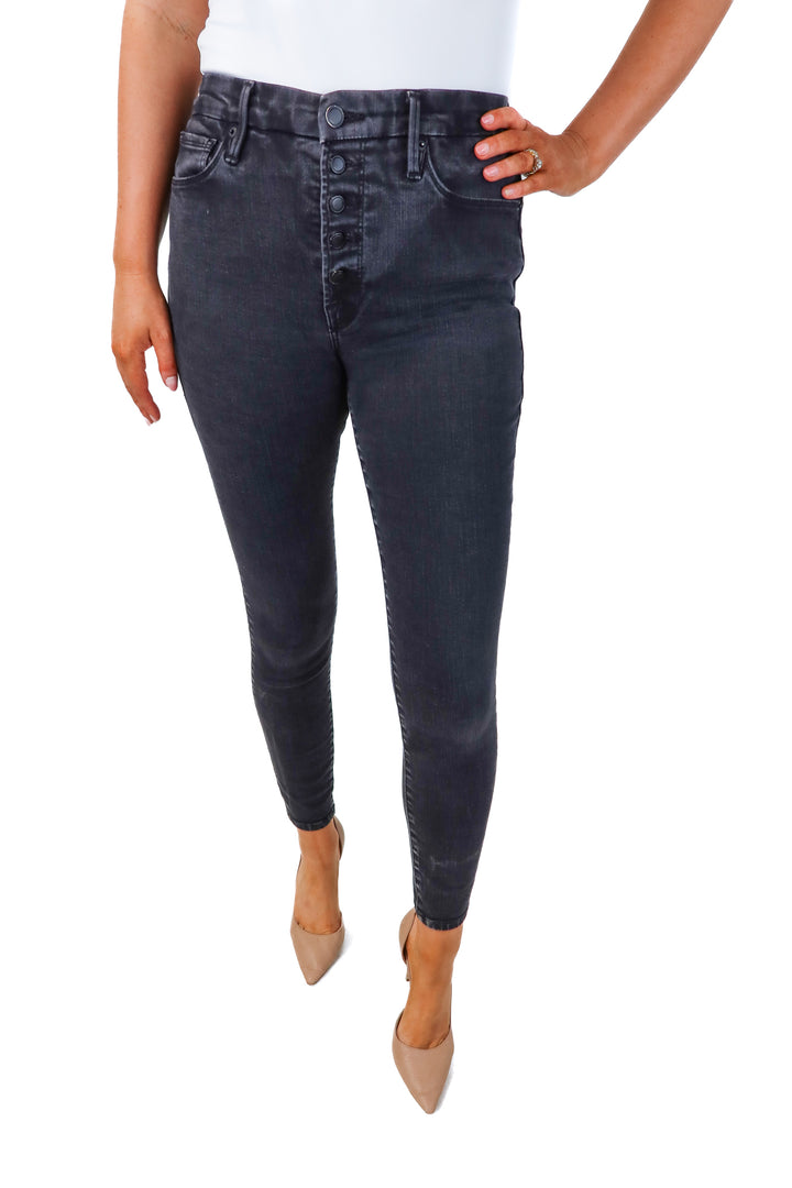 good american black skinny jeans (8; retail $139)