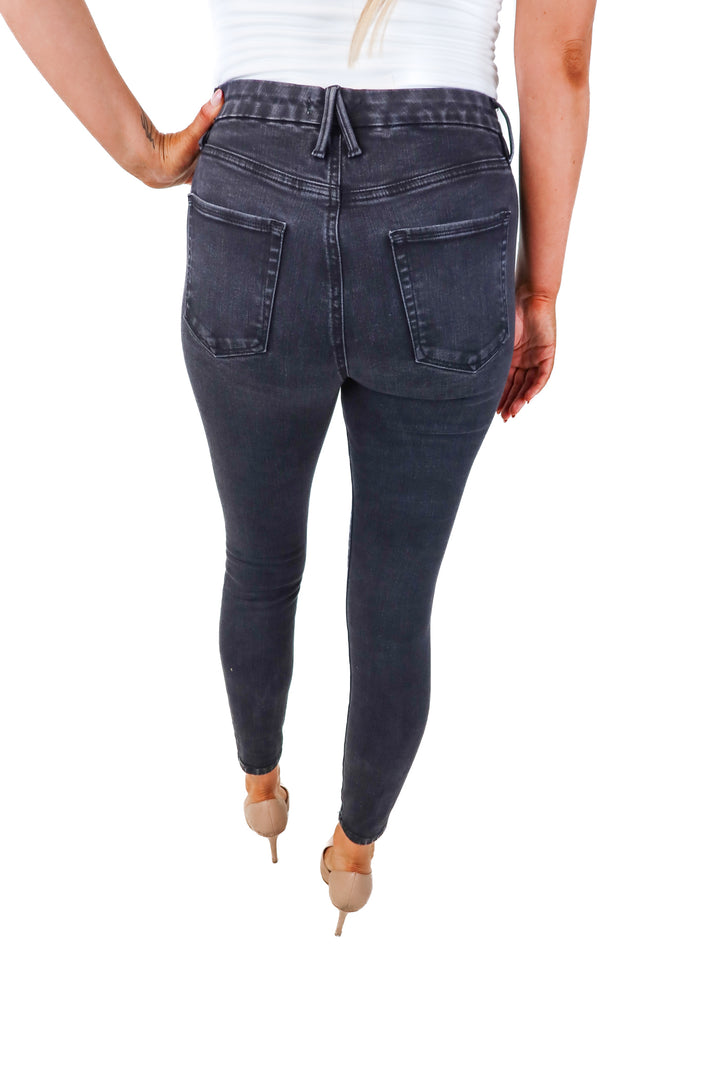 good american black skinny jeans (8; retail $139)