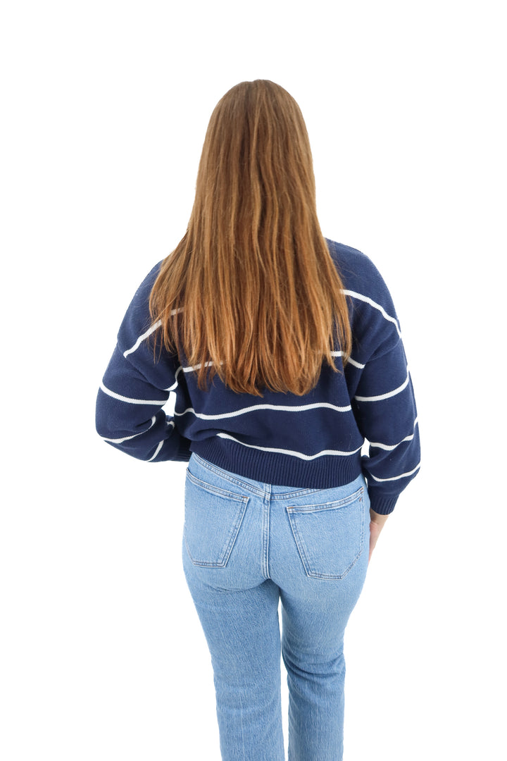 hollister blue/white stripe knit sweater (m)