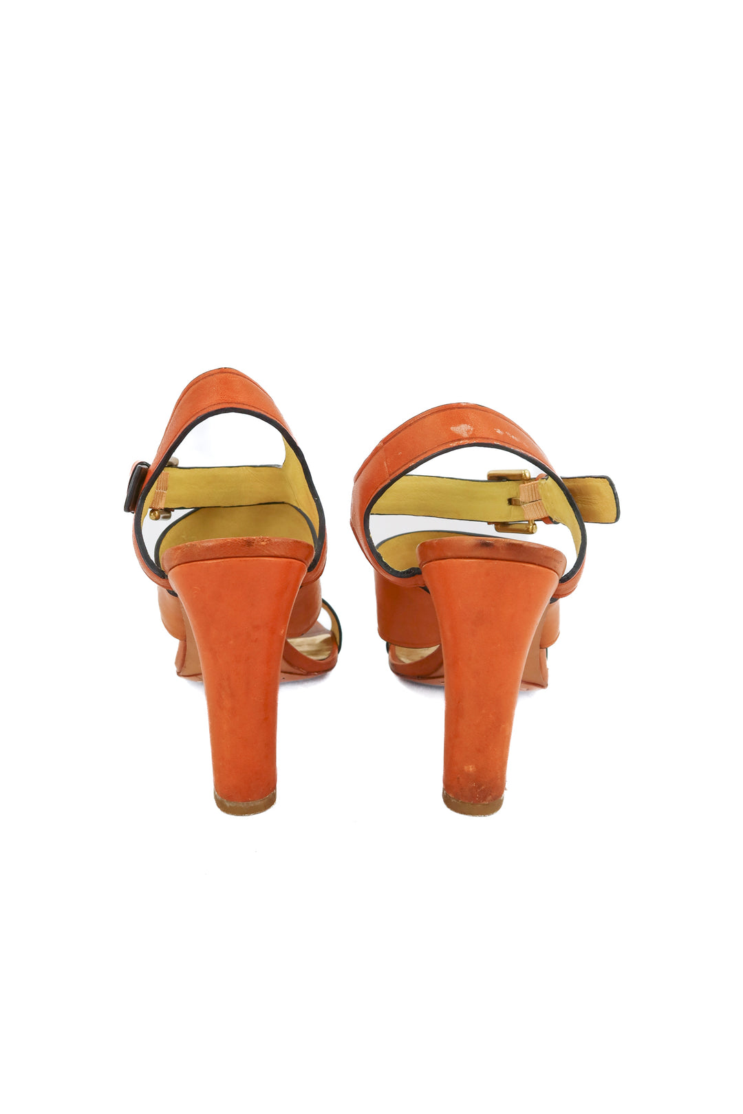 coach tan chunky heel sandals (7.5; retail $195)