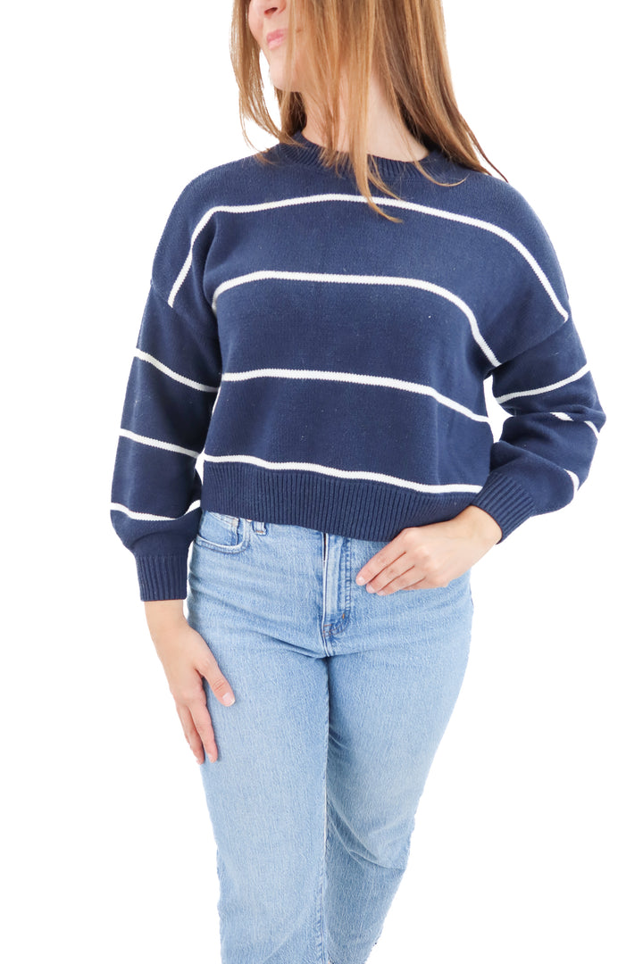 hollister blue/white stripe knit sweater (m)